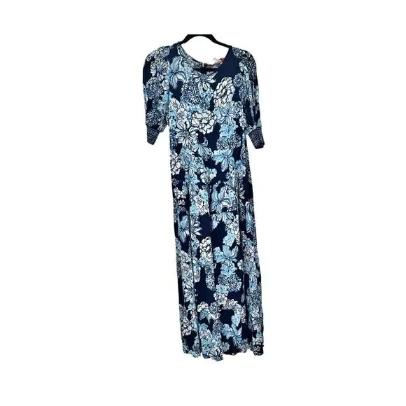 Lilly Pulitzer Ameilia Low Tide Bouquet Engineered Woven Dress Navy Size 4 NWT